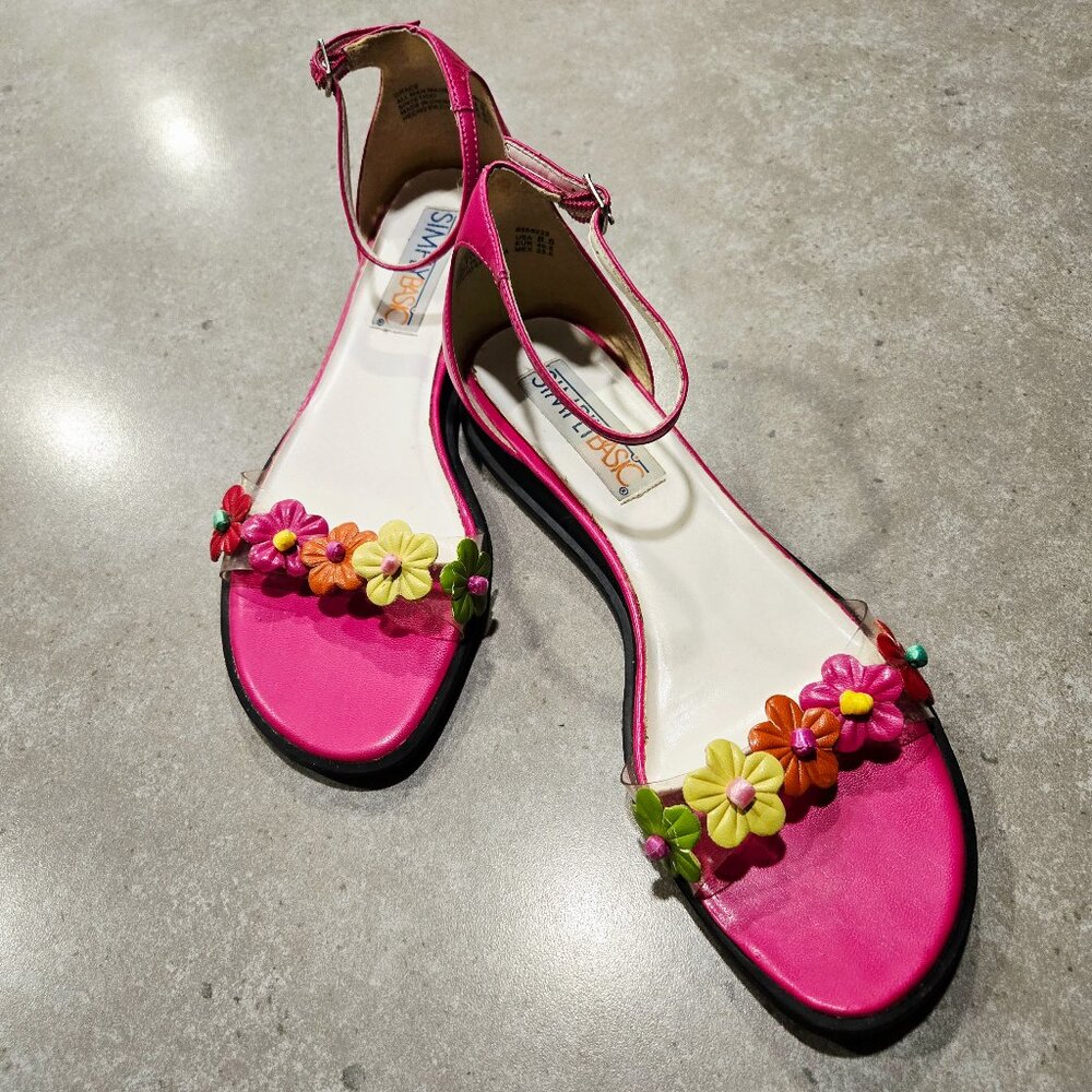 SIMPLY BASIC Grace Women's Ankle Strap Mini Wedge Sandals - Hot Pink - Size 8.5M